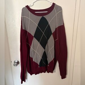 Saddlebred Burgundy and Gray Argyle Sweater